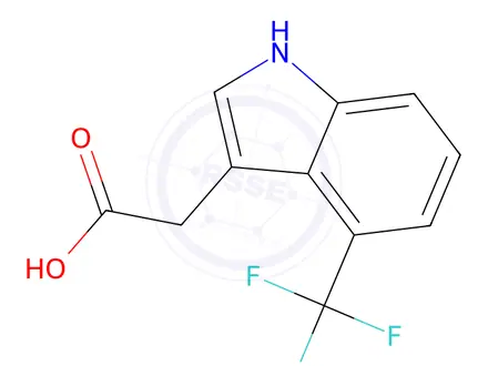 Chemical structure of 2-(4-(Trifluoromethyl)-1H-indol-3-yl)acetic acid