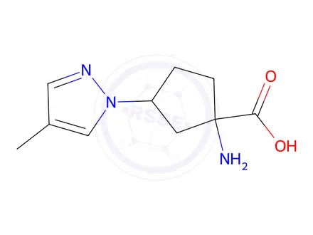 Chemical structure of 1-Amino-3-(4-methyl-1h-pyrazol-1-yl)cyclopentane-1-carboxylic acid