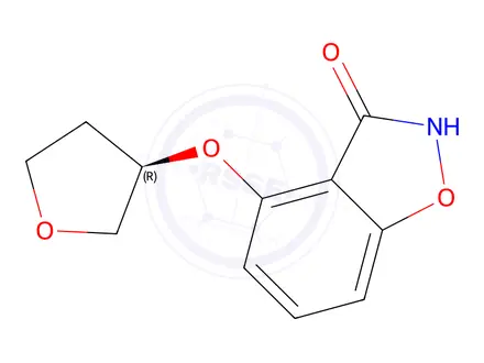 Chemical structure of (R)-4-((tetrahydrofuran-3-yl)oxy)benzo[d]isoxazol-3(2H)-one