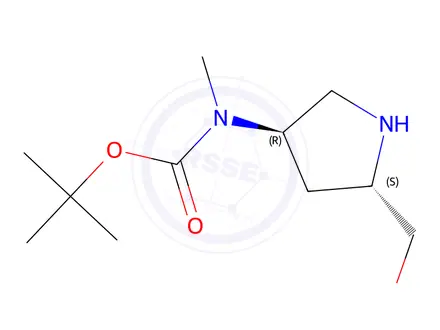 Chemical structure of Tert-butyl ((3R,5S)-5-(hydroxymethyl)pyrrolidin-3-yl)(methyl)carbamate