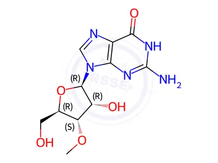 Chemical structure of 3'-O-Methylguanosine