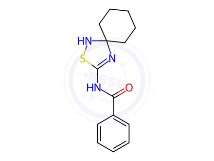 Chemical structure of N-(2-Thia-1,4-diazaspiro[4.5]dec-3-en-3-yl)benzamide