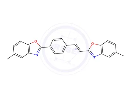 Chemical structure of 5-methyl-2-[4-[2-(5-methylbenzoxazol-2-yl)vinyl]phenyl]benzoxazole