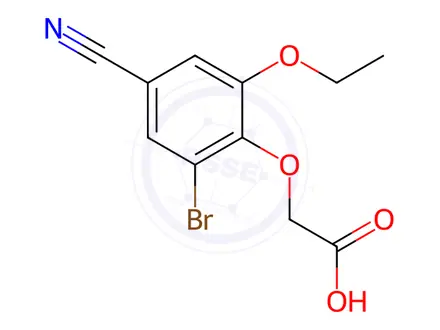 Chemical structure of 2-(2-Bromo-4-cyano-6-ethoxyphenoxy)acetic acid