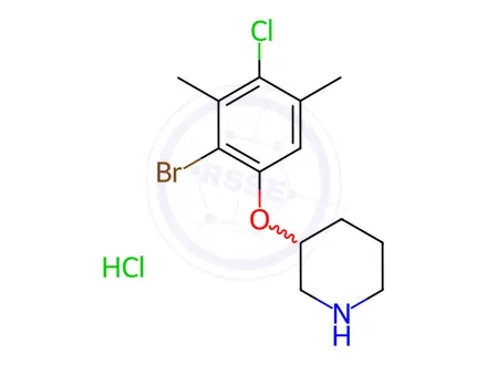 Chemical structure of 3-(2-Bromo-4-chloro-3,5-dimethylphenoxy)-piperidine hydrochloride