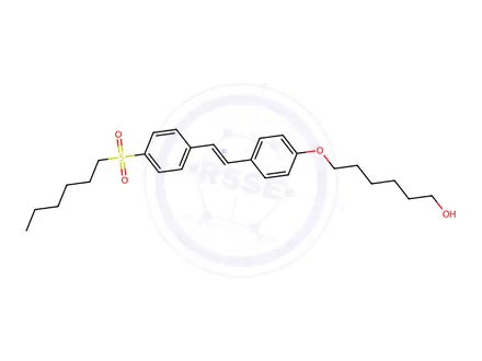 Chemical structure of 6-[4-[2-[4-(Hexylsulfonyl)phenyl]ethenyl]phenoxy]-1-hexanol