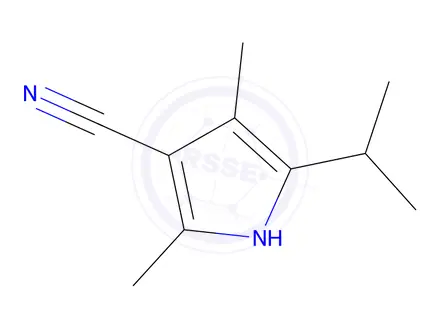 Chemical structure of 1H-Pyrrole-3-carbonitrile,2,4-dimethyl-5-(1-methylethyl)-(9CI)