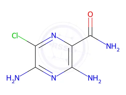 Chemical structure of 6-Chloro-3,5-diamino-2-pyrazinecarboxamide