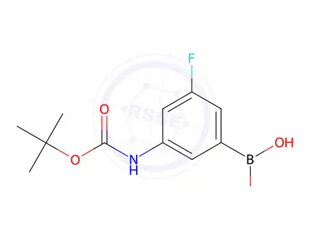 Chemical structure of 3-((tert-Butoxycarbonyl)amino)-5-fluorophenylboronic acid