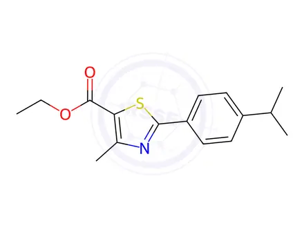 Chemical structure of 5-Thiazolecarboxylic acid, 4-methyl-2-[4-(1-methylethyl)phenyl]-, ethyl ester
