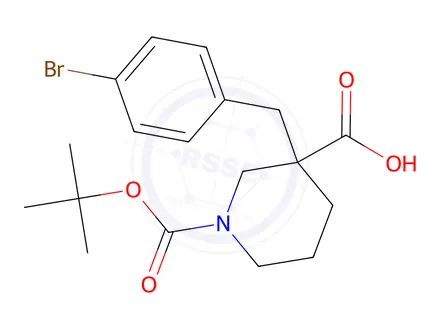 Chemical structure of 3-(4-Bromobenzyl)-1-(tert-butoxycarbonyl)piperidine-3-carboxylic acid