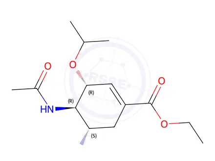 Chemical structure of Ethyl (3R,4R,5S)-4-acetamido-5-(allylamino)-3-isopropoxycyclohex-1-ene-1-carboxylate