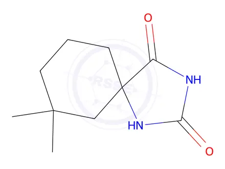 Chemical structure of 7,7-dimethyl-1,3-diazaspiro[4.5]decane-2,4-dione