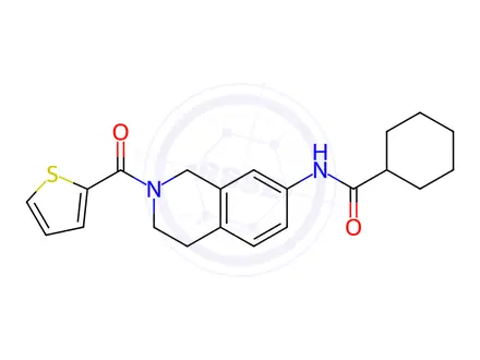 Chemical structure of N-(2-(Thiophene-2-carbonyl)-1,2,3,4-tetrahydroisoquinolin-7-yl)cyclohexanecarboxamide