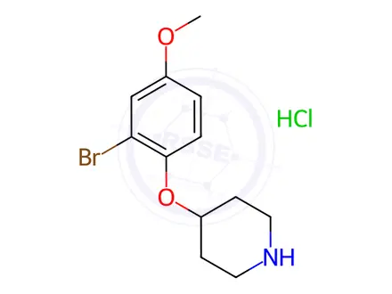 Chemical structure of 4-(2-Bromo-4-methoxyphenoxy)piperidine hydrochloride