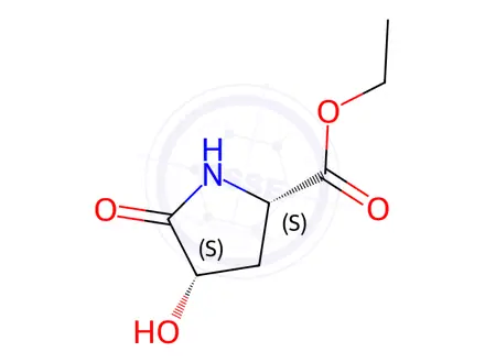 Chemical structure of Proline, 4-hydroxy-5-oxo-, ethyl ester, cis-(9CI)