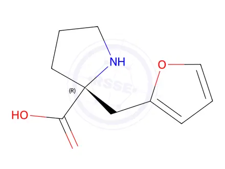 Chemical structure of (R)-2-(furan-2-ylmethyl)pyrrolidine-2-carboxylic acid