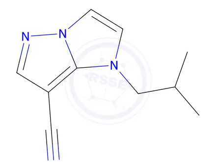 Chemical structure of 1-isobutyl-1h-imidazo[1,2-b]pyrazole-7-carbonitrile