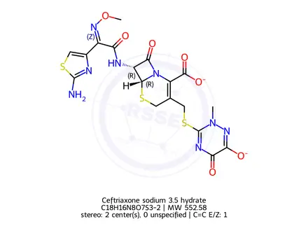 Chemical structure of Ceftriaxone EP Impurity A (Disodium salt)