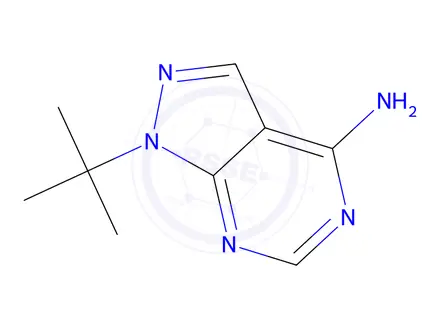 Chemical structure of 1-tert-butyl-1H-pyrazolo[3,4-d]pyrimidin-4-amine