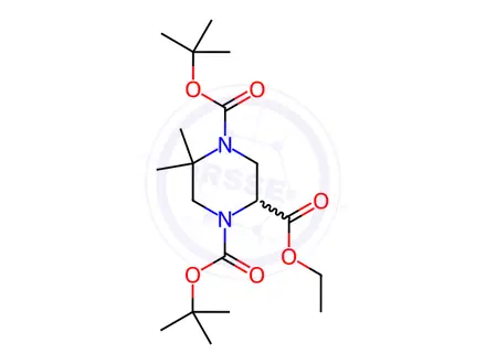 Chemical structure of O1,O4-ditert-butyl O2-ethyl 5,5-dimethylpiperazine-1,2,4-tricarboxylate