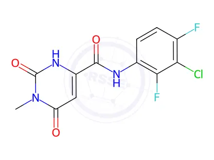 Chemical structure of N-(3-Chloro-2,4-difluorophenyl)-6-hydroxy-1-methyl-2-oxo-1,2-dihydropyrimidine-4-carboxamide