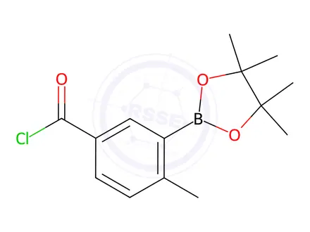 Chemical structure of 4-Methyl-3-(4,4,5,5-tetramethyl-1,3,2-dioxaborolan-2-yl)benzoyl chloride