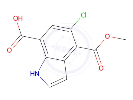 Chemical structure of 5-Chloro-4-(methoxycarbonyl)-1H-indole-7-carboxylic acid