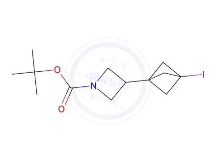 Chemical structure of tert-butyl 3-(3-iodo-1-bicyclo[1.1.1]pentanyl)azetidine-1-carboxylate
