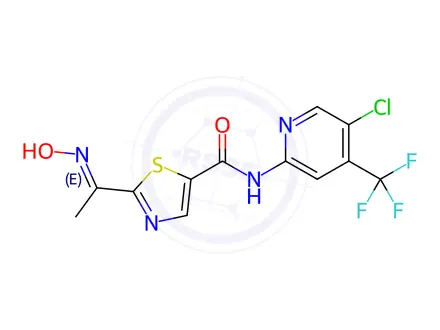 Chemical structure of N-[5-Chloro-4-(trifluoromethyl)-2-pyridinyl]-2-[1-(hydroxyimino)ethyl]-5-thiazolecarboxamide
