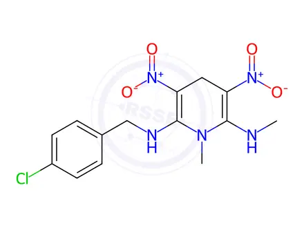 Chemical structure of N2-(4-chlorobenzyl)-N6,1-dimethyl-3,5-dinitro-1,4-dihydropyridine-2,6-diamine