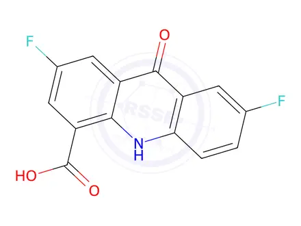 Chemical structure of 2,7-Difluoro-9-oxo-9,10-dihydroacridine-4-carboxylic Acid