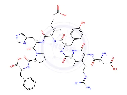Chemical structure of Angiotensin II Acetate