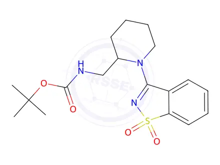 Chemical structure of tert-Butyl ((1-(1,1-dioxidobenzo[d]isothiazol-3-yl)piperidin-2-yl)methyl)carbamate