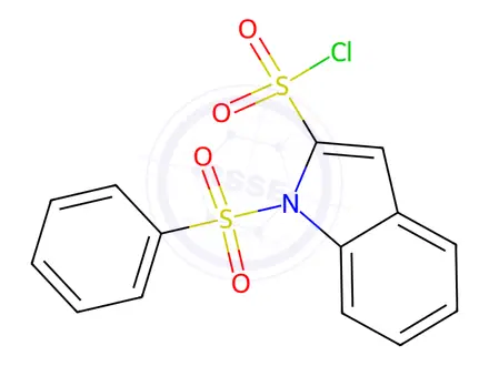 Chemical structure of 1-(Phenylsulfonyl)-1H-indole-2-sulfonyl chloride