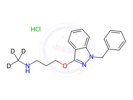Chemical structure of Demethyl Benzydamine-d3 Hydrochloride