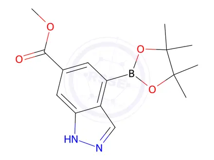 Chemical structure of Methyl 4-(4,4,5,5-tetramethyl-1,3,2-dioxaborolan-2-yl)-1H-indazole-6-carboxylate