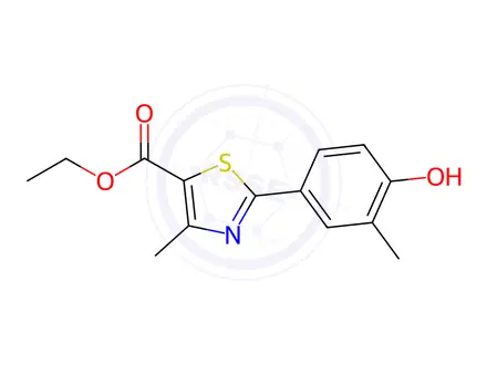 Chemical structure of 5-Thiazolecarboxylic acid, 2-(4-hydroxy-3-methylphenyl)-4-methyl-, ethyl ester