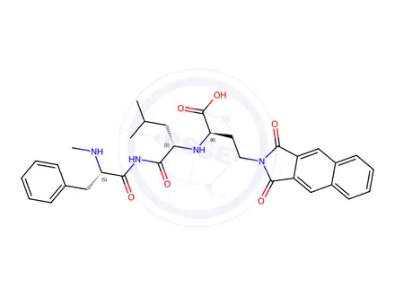 Chemical structure of (N-(1-carboxy-3-(1,3-dihydro-1,3-dioxo-2H-benz(f)isoindol-2-yl)propyl)-leucyl)-N-methyl-phenylalaninamide