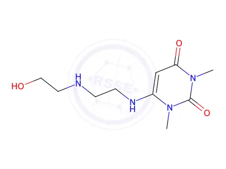 Chemical structure of 6-[2-(2-Hydroxy-ethylamino)-ethylamino]-1,3-dimethyl-1H-pyrimidine-2,4-dione