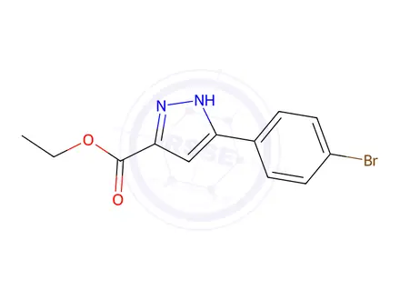 Chemical structure of Ethyl 3-(3-bromophenyl)-1H-pyrazole-5-carboxylate, 97%