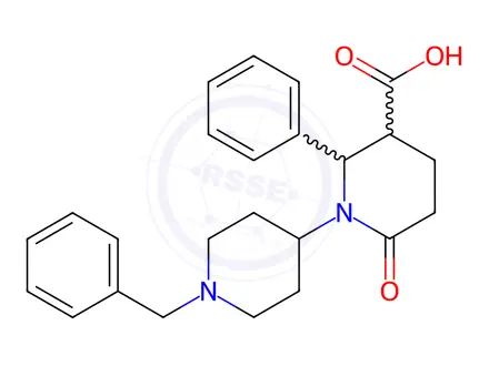 Chemical structure of 1-(1-benzyl-4-piperidinyl)-2-phenyl-6-oxo-3-piperidinecarboxylic acid