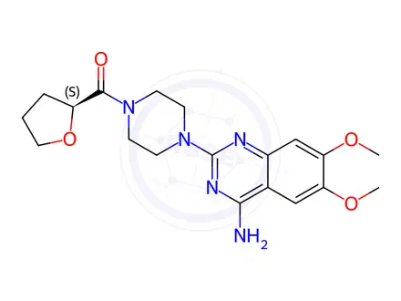 Chemical structure of Piperazine, 1-(4-amino-6,7-dimethoxy-2-quinazolinyl)-4-[(tetrahydro-2-furanyl)carbonyl]-, (S)-