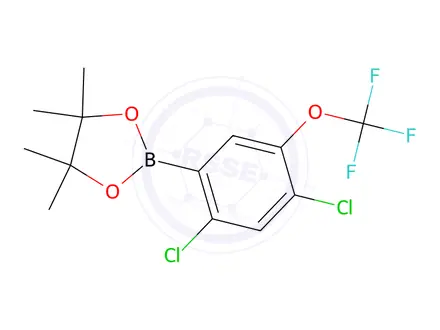 Chemical structure of 2-(2,4-Dichloro-5-(trifluoromethoxy)phenyl)-4,4,5,5-tetramethyl-1,3,2-dioxaborolane