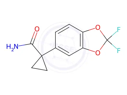 Chemical structure of 1-(2,2-Difluorobenzo[d][1,3]dioxol-5-yl)cyclopropane-1-carboxamide