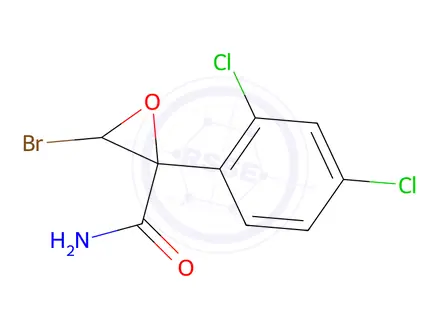 Chemical structure of 3-Bromo-2-(2,4-dichlorophenyl)oxirane-2-carboxamide