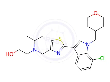 Chemical structure of Ethanol, 2-[[[2-[7-chloro-1-[(tetrahydro-2H-pyran-4-yl)methyl]-1H-indol-3-yl]-4-thiazolyl]methyl](1-methylethyl)amino]-