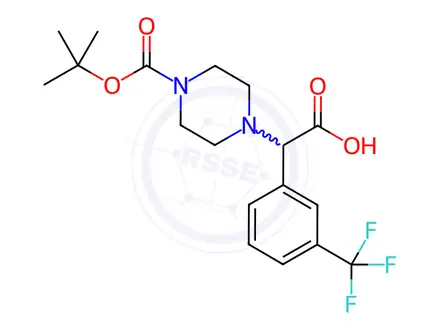 Chemical structure of 2-(4-Boc-piperazinyl)-2-(3-trifluoromethyl-phenyl)acetic acid