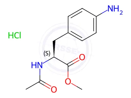 Chemical structure of (S)-AC-2-amino-3-(4-aminophenyl)propionic acid methyl ester HCl