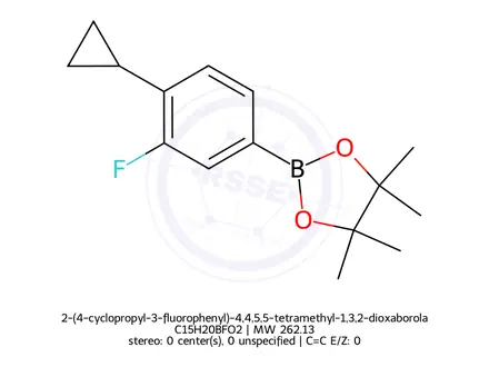 Chemical structure of 2-(4-cyclopropyl-3-fluorophenyl)-4,4,5,5-tetramethyl-1,3,2-dioxaborolane